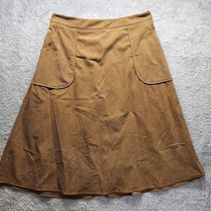Cider Womens Brown Midi Skirt Size 1XL Corduroy Pockets Light Academia